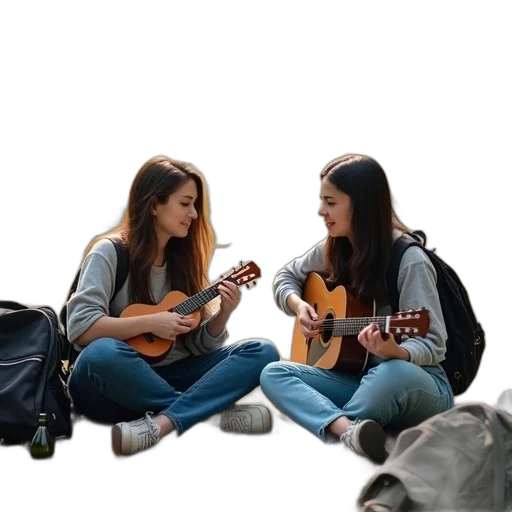 photorealistic, 3d render, concept art, city street, fire, two, young, women transparent PNG cut-out