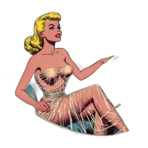 dress, comic book art, cartoon, concept art, fantasy art, underwater, blonde, woman transparent PNG cut-out