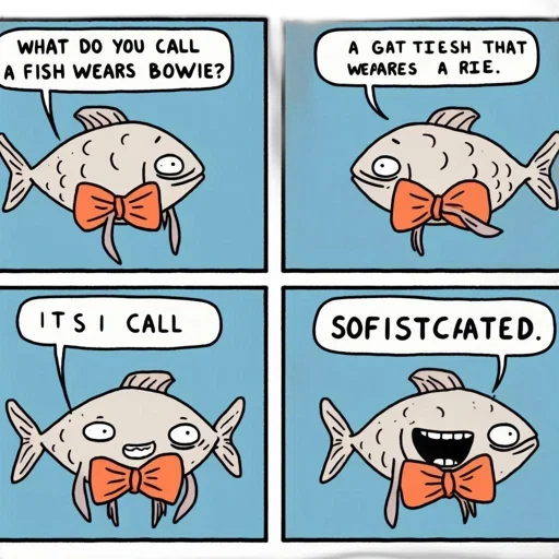 underwater, four-panel, comic, strip, features, talking, fish, who transparent PNG cut-out