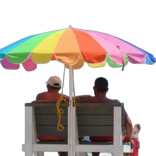 umbrella, furniture, staff, hat, 3d render, photorealistic, beach, neon transparent PNG cut-out