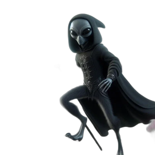 creature, robot, concept art, 3d render, outer space, dark, alien, figure transparent PNG cut-out