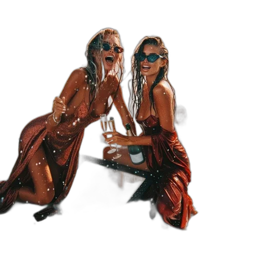 concept art, watercolor, oil painting, 3d render, outer space, fire, two, women transparent PNG cut-out