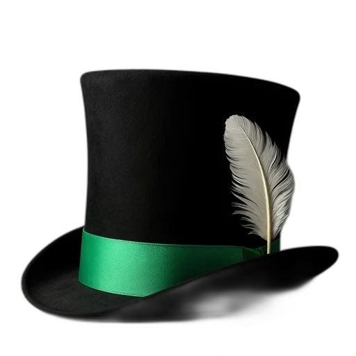 hat, green, black, band, white, feather, right, side transparent PNG cut-out