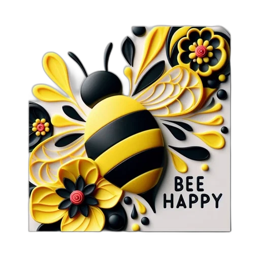 artwork, features, vividly, colored, bee, amidst, abstract, floral transparent PNG cut-out