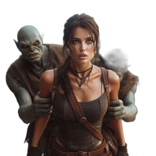 fantasy art, concept art, photorealistic, comic book art, fog, fire, earth tones, young transparent PNG cut-out