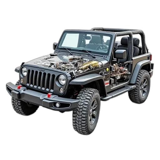 car, diagram, jeep, engine transparent PNG cut-out