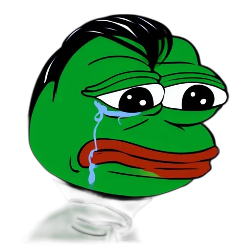 face, animated, frog, teary, eyes, wears, black, suit transparent PNG cut-out