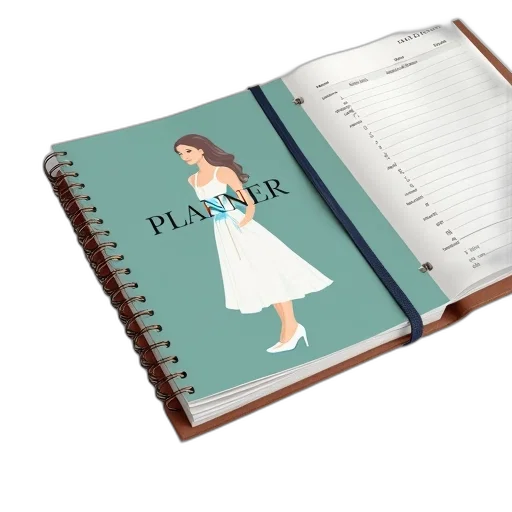 photorealistic, 3d render, concept art, watercolor, pastel, closed, planner, woman transparent PNG cut-out