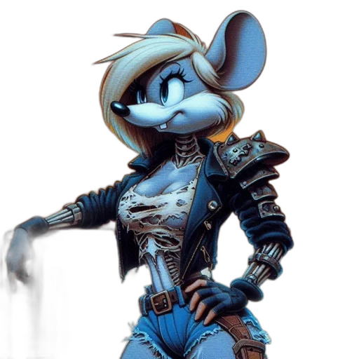 jacket, robot, staff, animal, concept art, comic book art, cyberpunk, cartoon transparent PNG cut-out