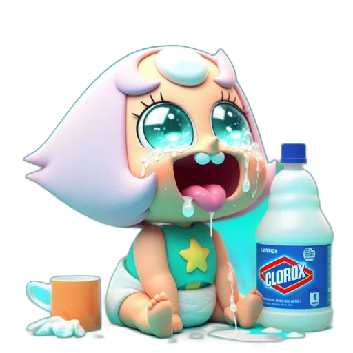 bottle, creature, food, robot, concept art, 3d render, vaporwave, pastel transparent PNG cut-out