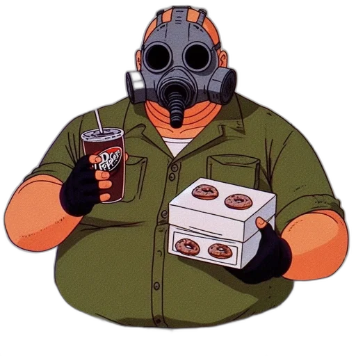 mask, food, robot, jacket, concept art, cyberpunk, vaporwave, cartoon transparent PNG cut-out