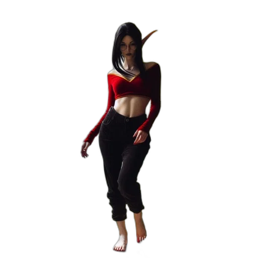 staff, 3d render, concept art, fantasy art, pixel art, red, elven, woman transparent PNG cut-out