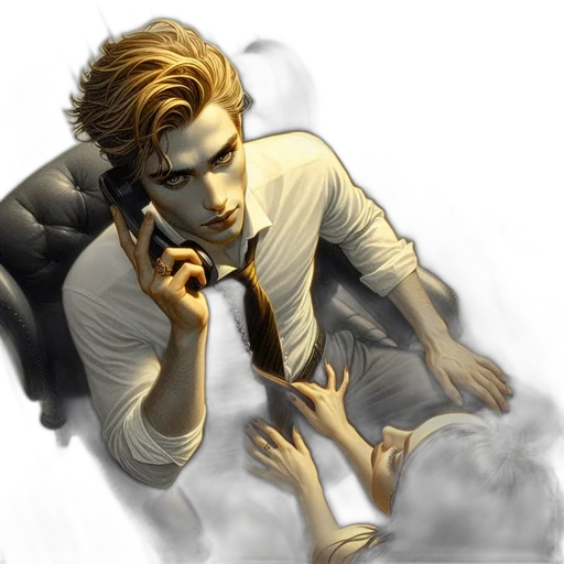 comic book art, concept art, fantasy art, photorealistic, fog, man, formal, attire transparent PNG cut-out