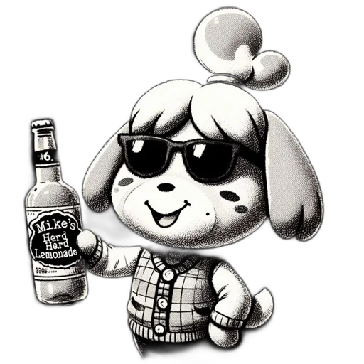 jacket, animal, bottle, cartoon, pixel art, 3d render, concept art, monochrome transparent PNG cut-out