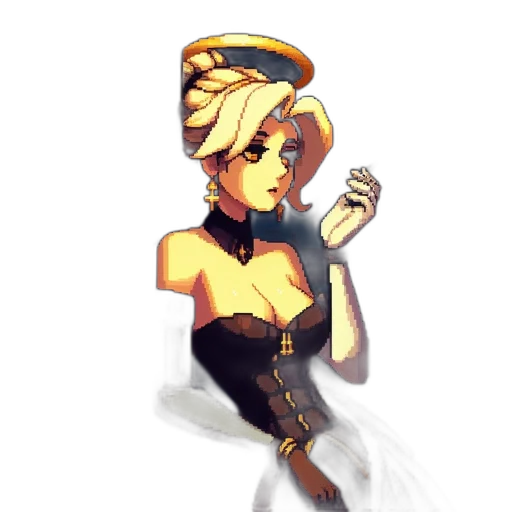 staff, hat, dress, crown, pixel art, concept art, fantasy art, cartoon transparent PNG cut-out