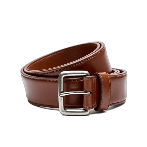 jewelry, brown, leather, belt, silver, buckle, displayed, against transparent PNG cut-out