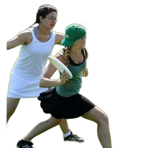 green, two, women, playing transparent PNG cut-out