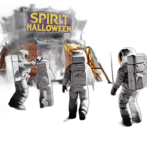 jacket, concept art, 3d render, outer space, four, astronauts, white, spacesuits transparent PNG cut-out