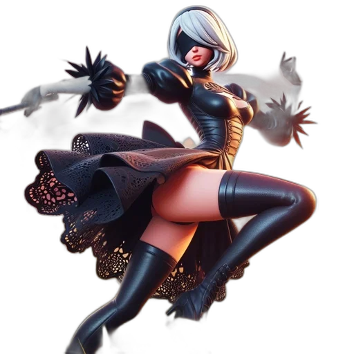 concept art, comic book art, fantasy art, pixel art, dark, animated, femme, fatale transparent PNG cut-out