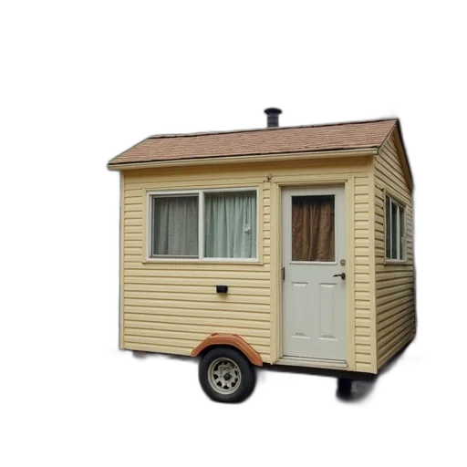 furniture, car, building, 3d render, photorealistic, small, beige, mobile transparent PNG cut-out