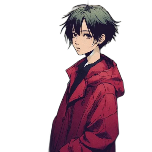 jacket, staff, face, umbrella, pixel art, anime, concept art, cartoon transparent PNG cut-out