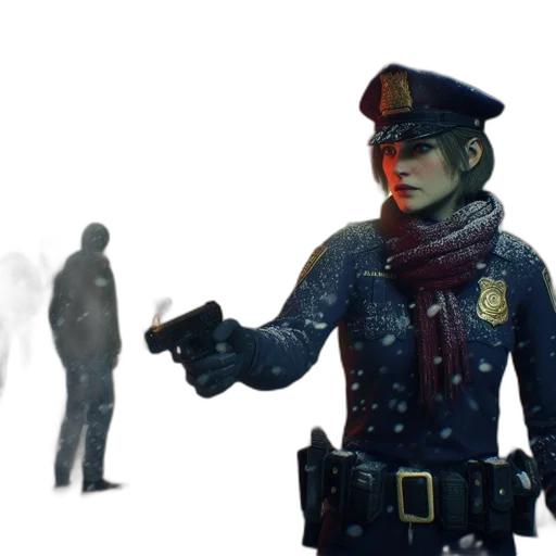 staff, jacket, weapon, face, concept art, cyberpunk, 3d render, comic book art transparent PNG cut-out