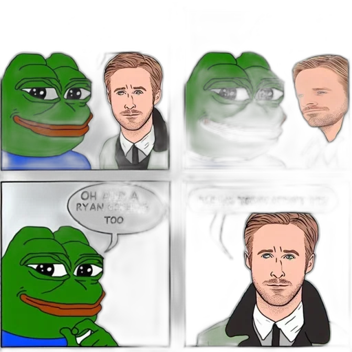 concept art, comic book art, cartoon, fire, four-panel, comic, features, pepe transparent PNG cut-out