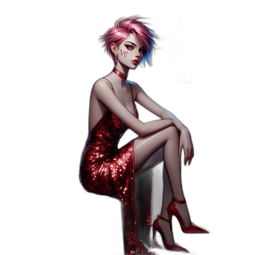 dress, staff, creature, concept art, cyberpunk, pixel art, fantasy art, neon lights transparent PNG cut-out