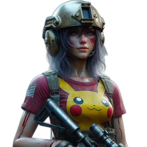 weapon, face, robot, mask, concept art, cyberpunk, 3d render, pixel art transparent PNG cut-out
