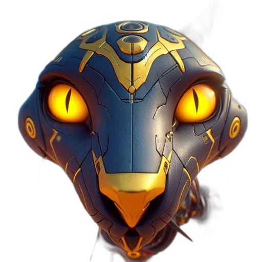 mask, face, concept art, 3d render, fantasy art, pixel art, golden, anthropomorphic transparent PNG cut-out