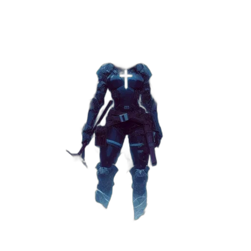robot, jacket, weapon, sword, concept art, pixel art, 3d render, cyberpunk transparent PNG cut-out