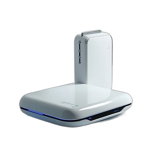 robot, weapon, 3d render, modern, white, router, black, base transparent PNG cut-out
