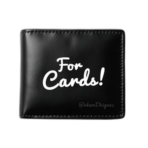 black, leather, wallet, white, cards, logo, front transparent PNG cut-out