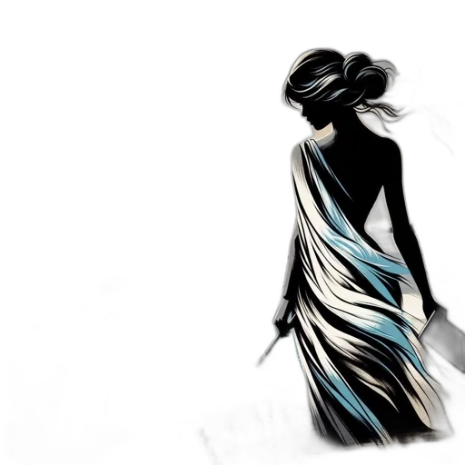dress, jewelry, hair, photorealistic, concept art, comic book art, fantasy art, monochrome transparent PNG cut-out