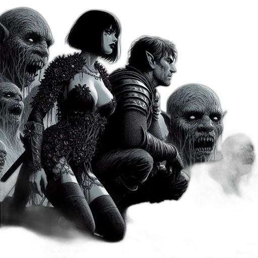 comic book art, concept art, fantasy art, 3d render, outer space, fog, female, figure transparent PNG cut-out