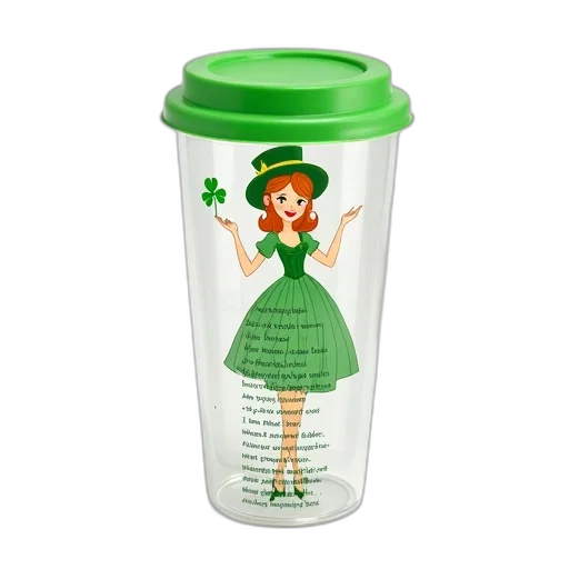 bottle, green, clear, plastic, cup, rim, lid, featuring transparent PNG cut-out