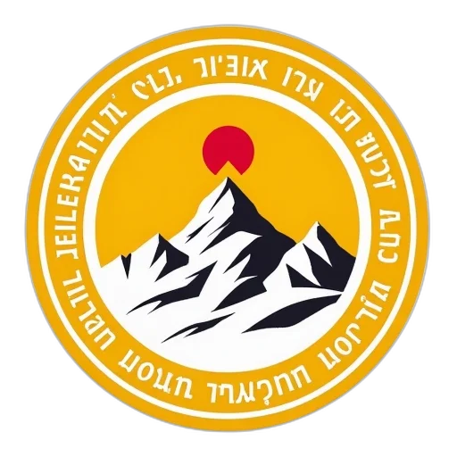 staff, circular, emblem, yellow, background, featuring, mountain, range transparent PNG cut-out