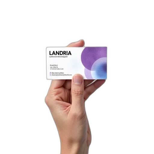 3d render, person, hand, holding, white, business, card, purple transparent PNG cut-out