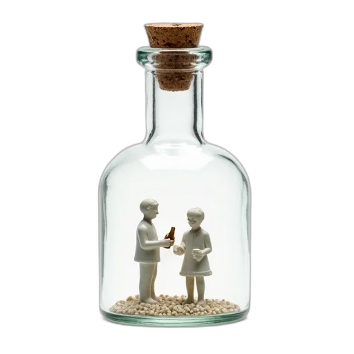 bottle, 3d render, beach, underwater, forest, clear, glass, cork transparent PNG cut-out
