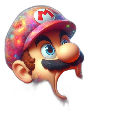 hat, face, mask, 3d render, concept art, photorealistic, mario, open transparent PNG cut-out