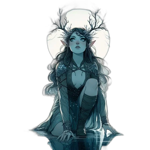 crown, dress, creature, fantasy art, concept art, watercolor, comic book art, neon lights transparent PNG cut-out