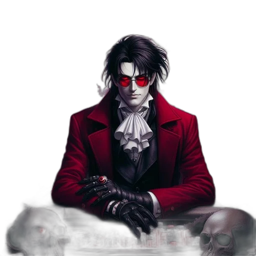 jacket, mask, concept art, comic book art, cyberpunk, fantasy art, red, dark transparent PNG cut-out