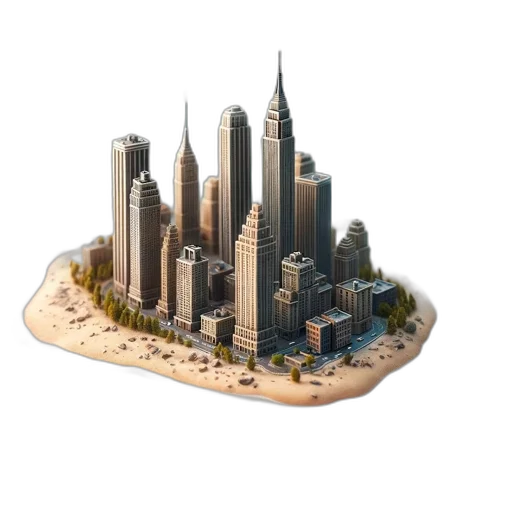 building, 3d render, concept art, photorealistic, pixel art, city street, miniature, metropolitan transparent PNG cut-out