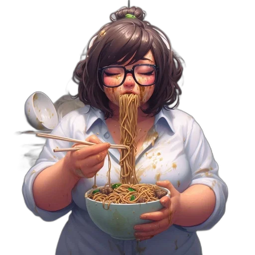 food, staff, concept art, pixel art, cartoon, anime, young, woman transparent PNG cut-out
