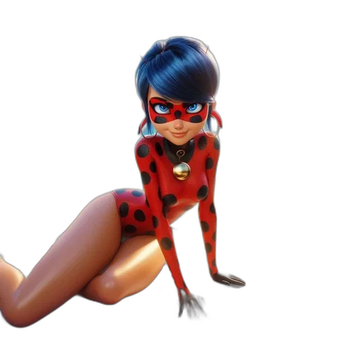 animal, concept art, comic book art, 3d render, cartoon, red, blue-haired, ladybug-inspired transparent PNG cut-out