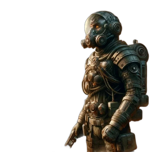 robot, concept art, 3d render, fantasy art, outer space, earth tones, futuristic, armored transparent PNG cut-out