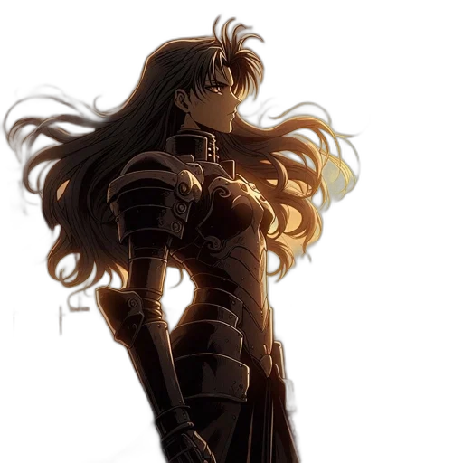 sword, dress, weapon, hair, anime, concept art, comic book art, pixel art transparent PNG cut-out