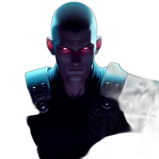 face, robot, jacket, mask, cyberpunk, concept art, comic book art, fantasy art transparent PNG cut-out