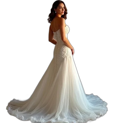 dress, photorealistic, 3d render, line, strapless, sweetheart, neckline, prom transparent PNG cut-out
