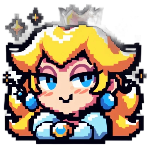 crown, staff, face, dress, pixel art, concept art, anime, cartoon transparent PNG cut-out